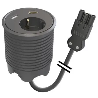 Power distributing unit PowerDot 13, 1 socket type F, 1 USB-A port, 1 HDMI, 3PC, black