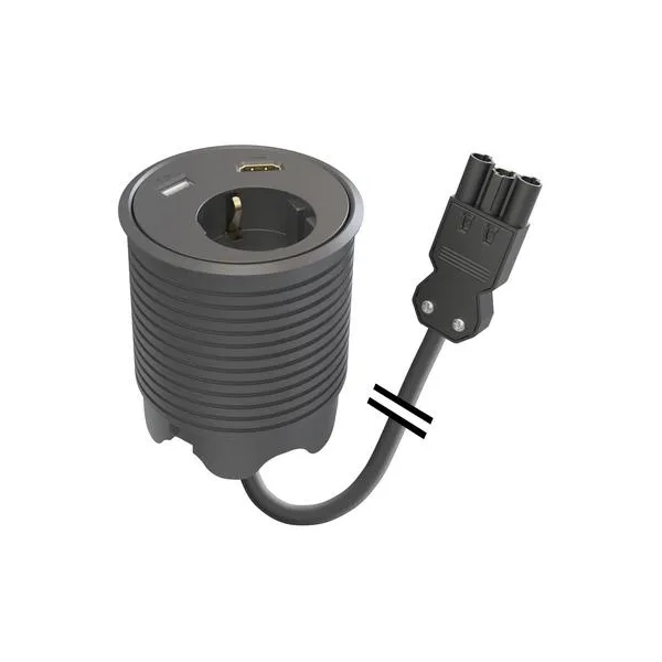 Rozečių blokas PowerDot 13 1xF 1xUSB-A 1xHDMI 3PC, juoda