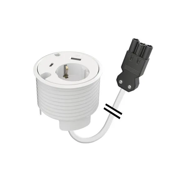 Power distributing unit PowerDot16, 1 socket type F, 1 USB-C port, 1 USB-A charger 12W, 2 cable grom