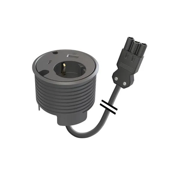 Rozečių blokas PowerDot 16 1xF 1xUSB-C jungtis 1xUSB-A 12W 2xlizdai laidams 3PC, juoda