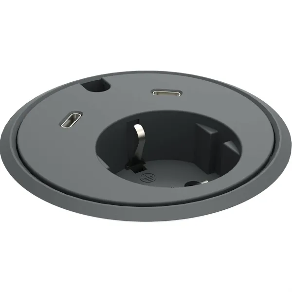 Rozečių blokas PowerDot 17 1xF 2xUSB-C 30W 1xlizdas laidams 3PC, juoda