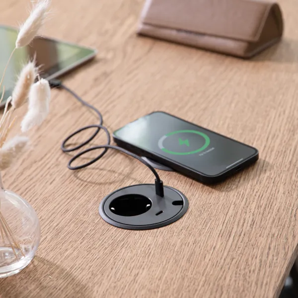 Power distributing unit PowerDot17, 1 socket type F, 2 USB-C charger 30W, 1 cable grommet, 3PC, blac