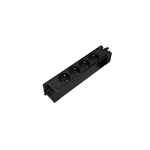 Rozečių blokas Outlet Connect, 4xE 3PC, juoda