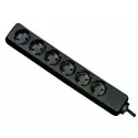 Power Strip Axessline, 6 socket type F, 3.0 m cable length, black