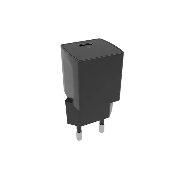 USB Charger Axessline, 1 USB-C, 20W, wall adapter, black