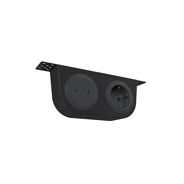 Rozečių blokas PowerDot 50 1xF ir PwerDor 51 2xUSB-C 30W, su laikikliu, juoda