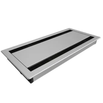 Table top dual conference lid Flip Cover 03, L300 mm, silver