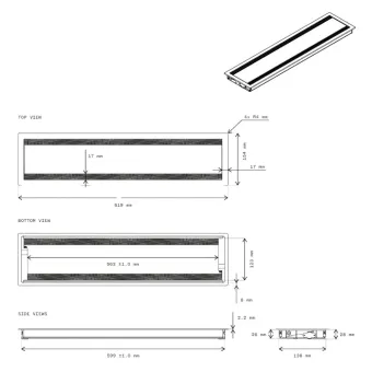 Table top dual conference lid Flip Cover 04, L600 mm, black