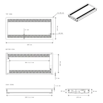 Table top dual conference lid Flip Cover 05, flush mounted, L300 mm, white