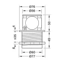 Socket Element Pop-Up, Lowerable, 1xSchuko, 1xUSB-C charger, cable L2000mm, stainless steel