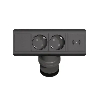 Rozečių blokas Axessline Desk, 2x F, 2x USB-C tipo lizdai, juoda