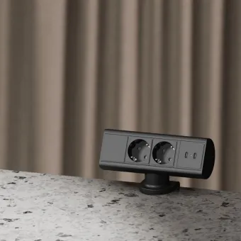 Rozečių blokas Axessline Desk, 2x F, 2x USB-C tipo lizdai, juoda