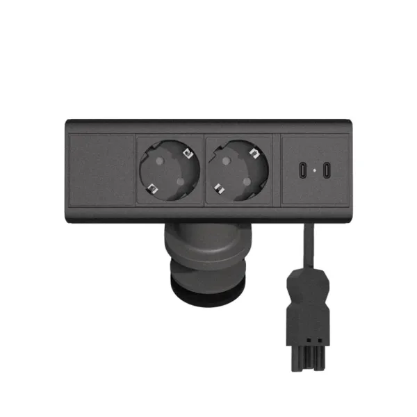 RB Axessline Desk, 2x F, 2x USB-C sockets, 3 PC, black