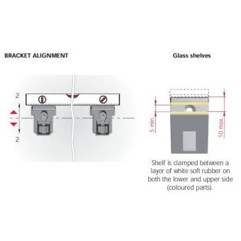 Glass shelf support KALABRONE MINI, for shelf 5-10mm, tainless steel