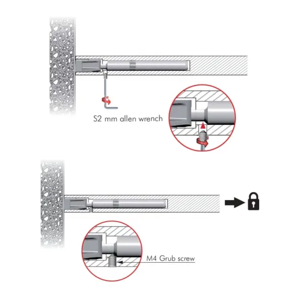 Concealed shelving system TRIADE PRO MINI, for shelf from 25mm