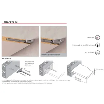 Concealed shelving system TRIADE PRO MINI, for shelf from 25mm