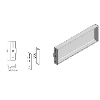 Endcaps 2 pcs. for double profile GOLA II, inner, grey