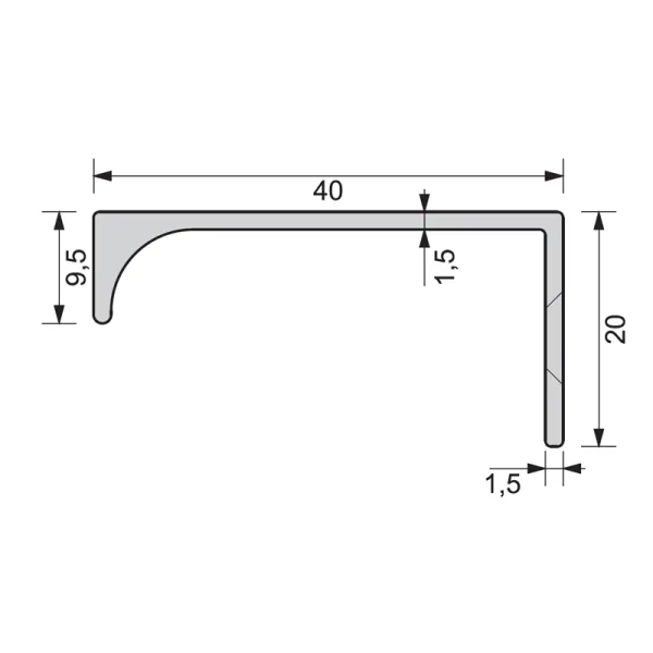 Aluminum profile for handle L3500mm stainless steel