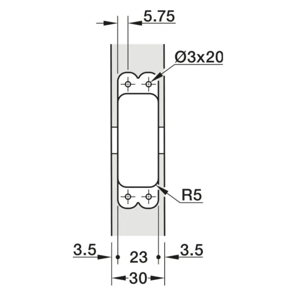 Hinge pockets Conecta, fully integrated, 2 pcs.,  with cover caps, titanium