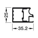 Frame profile Conecta, su rankenėle, 25x35,2mm, L3000mm, aluminium anodized