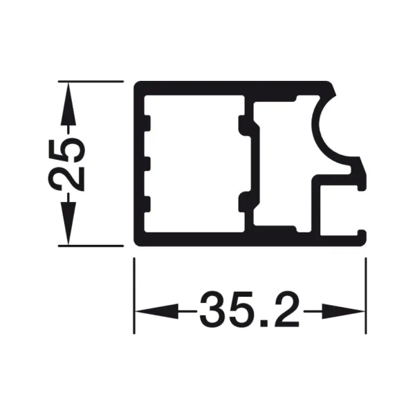 Profilis rėmeliui Conecta, 25x35,2mm, L3000mm, aliuminis, titanium