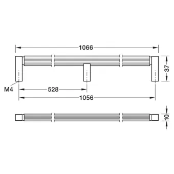 Rankenėlė 00079, cc1056mm, L1066mm, H37mm, juoda šlifuota