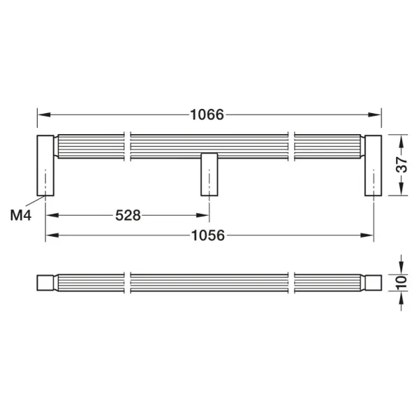 Handle 00079, cc1056mm, L1066mm, H37mm, brushed black