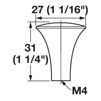 Knob H2525, 26x31mm, nickel brushed