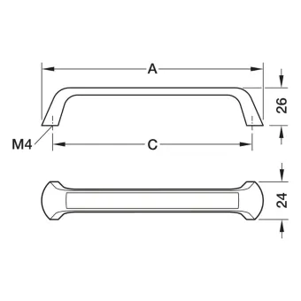 Rankenėlė H2555, cc160mm, L174mm, nikelis šlifuotas