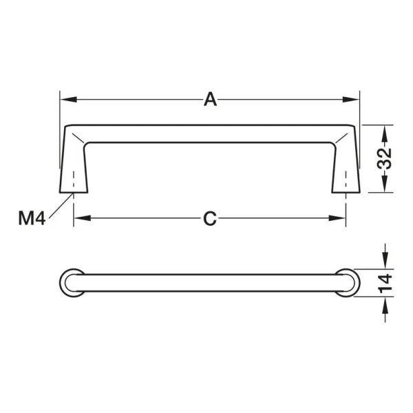 Rankenėlė medinė H2565, cc96mm, L109mm, juoda