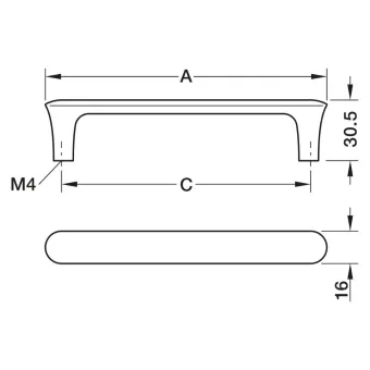 Rankenėlė medinė H2520, cc160mm, L146mm, juoda