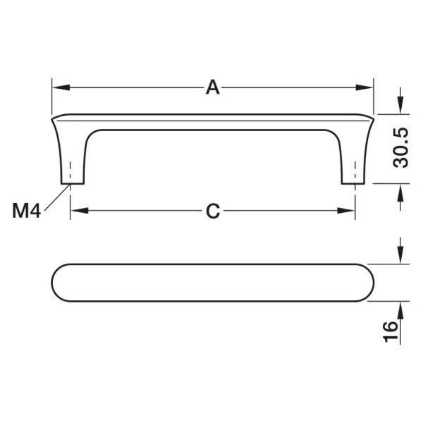 Wooden Handle H2520, cc160mm, L146mm, black