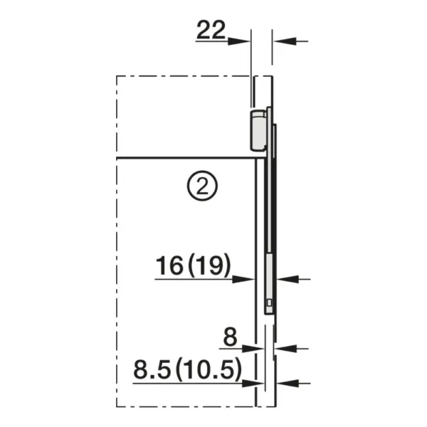 Mechanizmas FREE SLIM FLAP 1.10 push, įfrezuojamas, pilkas