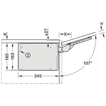 Mechanizmas FREE SLIM FLAP 1.12, įfrezuojamas, baltas