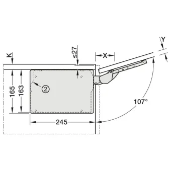 Mechanism FREE SLIM FLAP 1.10 push, screwed-in, white