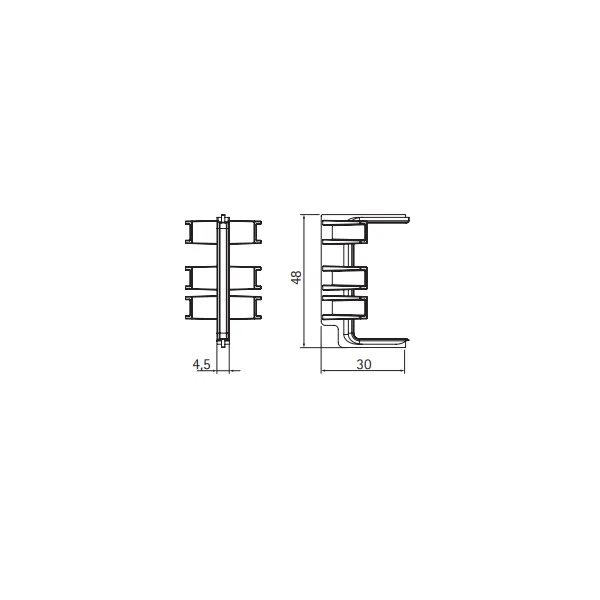 Joint for single profile GOLA II, angular inner, stainless steel
