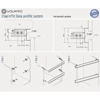Profilis aliuminio GOLA II, dvigubas, L4200mm, nerūdijančio plieno