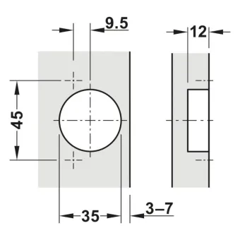 Lankstas Ø35mm, Metalla 540, Clip, 110°, išorinis, švelnus uždarymas, 45/9.5, juoda
