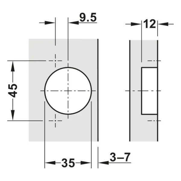 Lankstas Ø35mm, Metalla 540, Clip, 110°, išorinis, švelnus uždarymas, 45/9.5, juoda