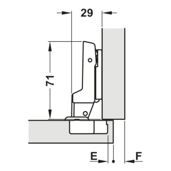 Hinge Metalla 540 Clip, Ø35mm, opening angle 110°, half overlay, with soft closing, 45/9.5, nickel 