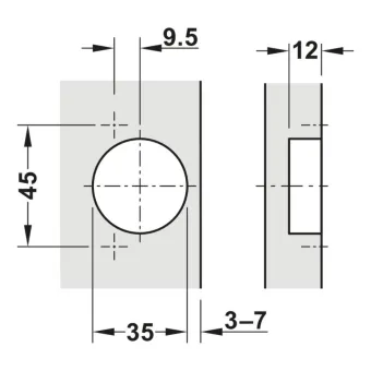 Hinge Metalla 540 Clip, Ø35mm, opening angle 110°, half overlay, with soft closing, 45/9.5, nickel 