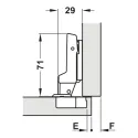 Lankstas Ø35mm, Metalla 540, Clip, 110°, pusinis, švelnus uždarymas, 45/9.5, juoda
