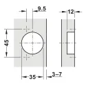 Lankstas Ø35mm, Metalla 540, Clip, 110°, pusinis, švelnus uždarymas, 45/9.5, juoda