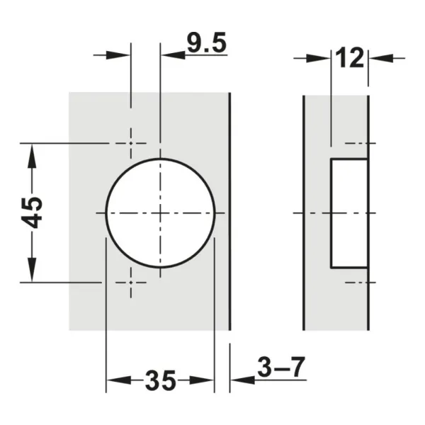 Hinge Metalla 540 Clip, Ø35mm, opening angle 110°, half overlay, with soft closing, 45/9.5, black