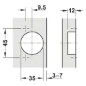 Hinge Metalla 540 Clip, Ø35mm, opening angle 110°, inset, with soft closing, 45/9.5, nickel 