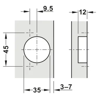 Lankstas Ø35mm, Metalla 540, Clip, 110°, vidinis, švelnus uždarymas, 45/9.5, juoda
