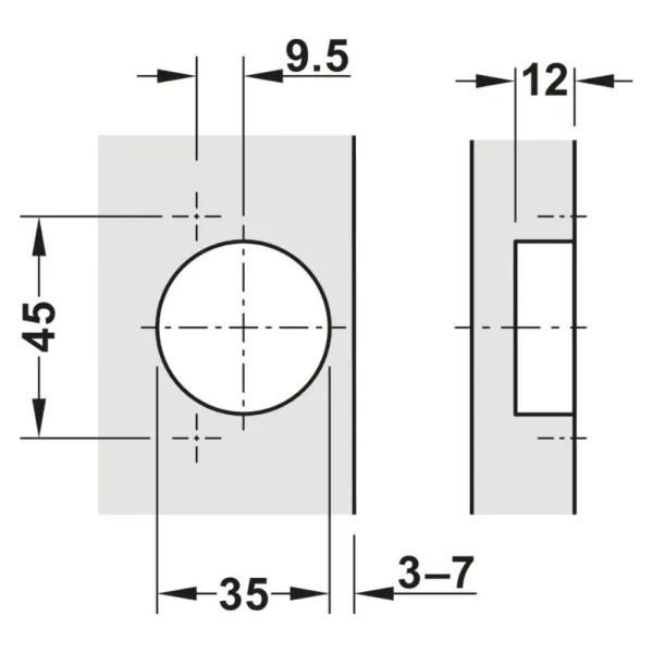 Hinge Metalla 540 Clip, Ø35mm, opening angle 110°, inset, with soft closing, 45/9.5, black