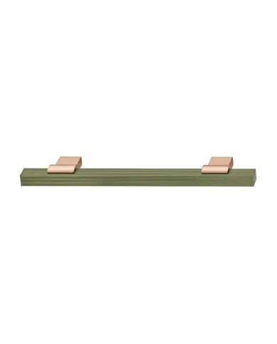 Handle 00065, cc160mm, L242mm, H37.5mm, metallic green / matt rose gold