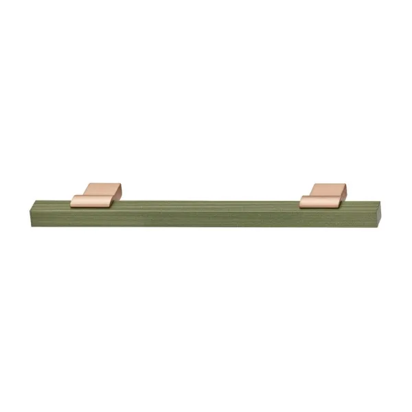 Rankenėlė 00065, cc160mm, L242mm, H37.5mm, žalia metallic/rožinis auksas matinis