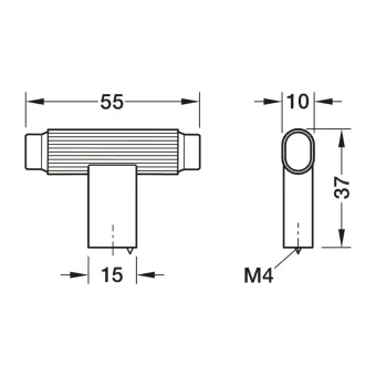 Knob 00078, L55mm, H37mm, brushed brass